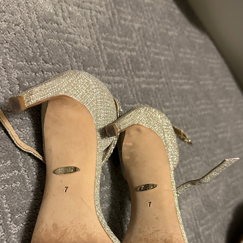 Badgley Mischka Glittering Gold Heels - Picture 3 of 6